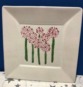 Hand Painted Ceramic Flowers Square Plate