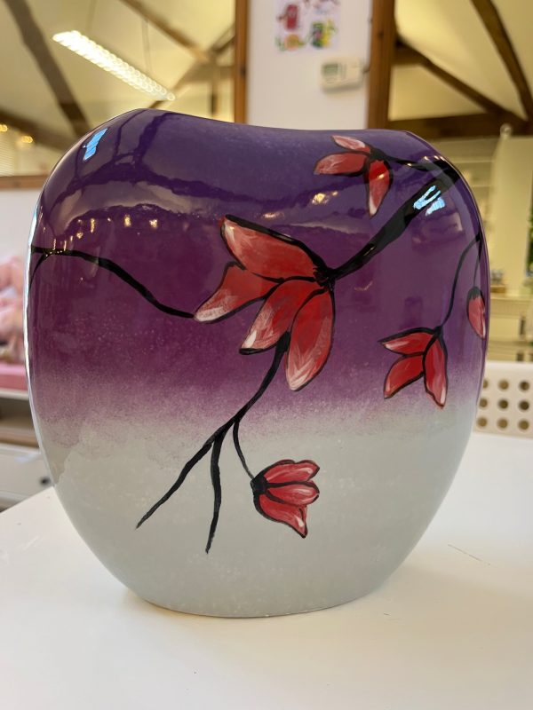 Ceramic Ombre and Floral Pillow Vase