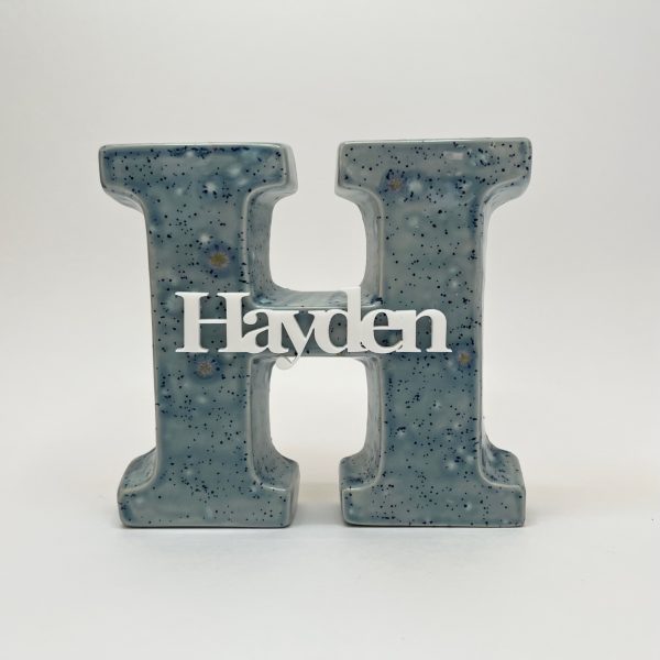 Ceramic Letter And Acrylic Name Plaque- Monsoon seas