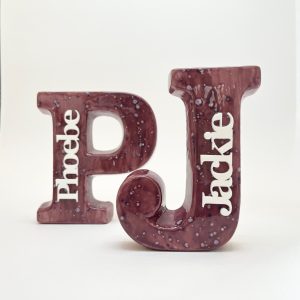 Ceramic Letter And Acrylic Name Plaque- Plum Jelly