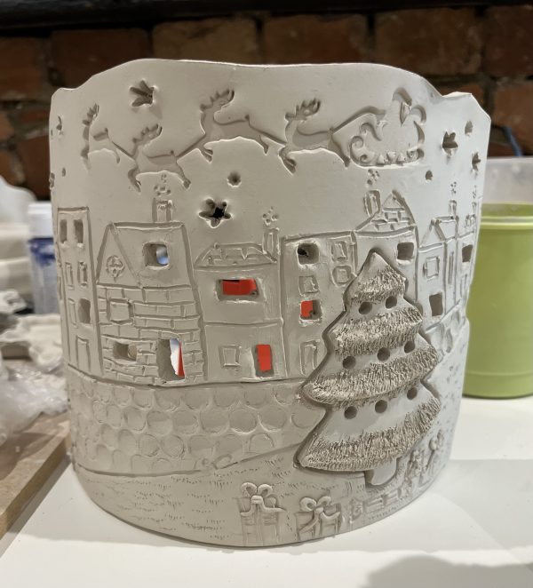 Festive Scene Stand Up Lantern- Clay and Paint Workshop - Image 3