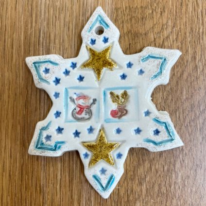 Glazed Clay Snowflake Tree Decoration