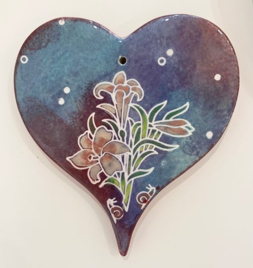 Hand Painted Silkscreened Ceramic Heart
