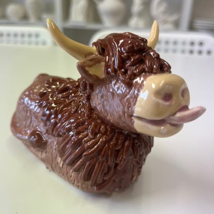 Brown Clay Highland Cow